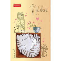 Блокнот А7 48л "Приключения кота Пирожка" клетка, склейка, 3-х цветный блок, 5 дизайнов 066317 от магазина "Карандаш"