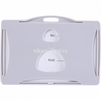 Бейдж 94х60мм горизонтальный, с серым шнуром, пластик серый E5744 от магазина "Карандаш"