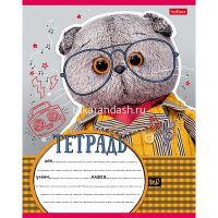 Тетрадь А5 12л клетка "Кот Басик" на скобе 5 дизайнов 12Т5В1/068812 от магазина "Карандаш"