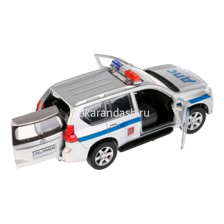 Машина "Toyota Land Cruiser Prado. Полиция" белая, инерционная, металл 12см (открывающиеся двери) от магазина "Карандаш"