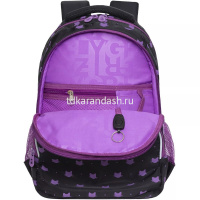 Рюкзак 27х40х20см, 812гр, 2 отделения, 3 кармана, с брелком, черный/лаванда RG-360-5/3 от магазина "Карандаш"