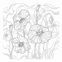 Раскраска д/акварели 21х21см "Чудесные цветы" отрывная склейка жесткая подложка 36стр. 071556 от магазина "Карандаш"