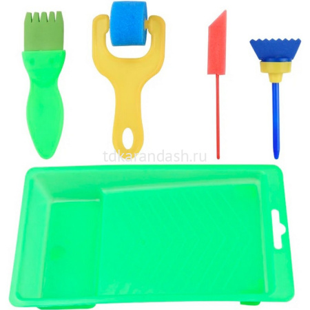 Набор валиков 4шт с лотком 20х12,5см, размер ассорти, поролон MB2421 от магазина "Карандаш"