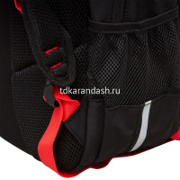 Рюкзак 28х39х17см 943гр, 2 отделения, 3 кармана, с сумкой для обуви, черный/красный RB-458-1/2 от магазина "Карандаш"