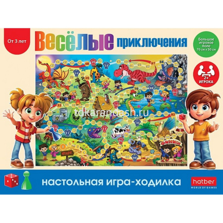 Игра-ходилка настольная "Веселые приключения" А2 50х70см с кубиком и фишками Ин2_30929/085872 от магазина "Карандаш"