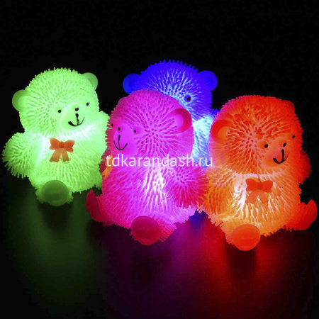 Мячик-волосатик "Мишка" 11см пвх 5 цветов (свет) Y4647-16 от магазина "Карандаш"