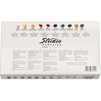 Краски акриловые 10 цветов "Studio Acrylics" 20мл в тубе с кисточкой, картонная упаковка 833311 от магазина "Карандаш"