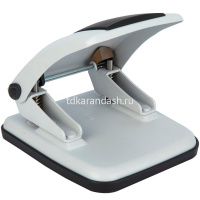 Дырокол 35л 2-отв, d-6мм, с линейкой, металл, белый/черный E0126 от магазина "Карандаш"