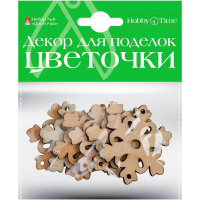 Декор. из дерева "Цветочки" натуральное дерево №8 5видов 2-363/08 от магазина "Карандаш"