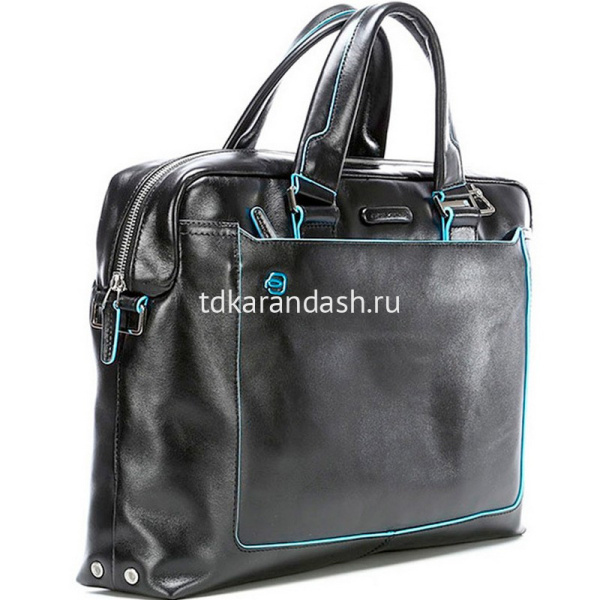 Сумка "Blue Square" 39х27х9см, 1 отделение, черная, натуральная кожа CA3335B2/N от магазина "Карандаш"