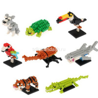 Конструктор "Звери" в шаре 6,5см 12 видов, пластик Y7589-18 от магазина "Карандаш"