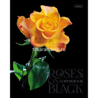 Тетрадь А5 96л клетка "Roses on black" на скобе 3D лак матовая ламинация 5 дизайнов 050510 от магазина "Карандаш"