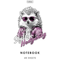 Тетрадь А5 48л клетка "Зверье мое" на скобе, пластиковая обложка с печатью 5 дизайнов 088631 от магазина "Карандаш"