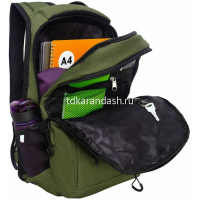 Рюкзак 31х43х20см, 790гр, 3 отделения, 4 кармана, черный/хаки RU-531-1/2 от магазина "Карандаш"