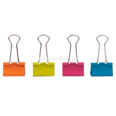Зажим для бумаг 25мм 12шт. цветной, ассорти, в пластиковой коробке E8559 от магазина "Карандаш"
