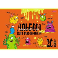 Альбом для рисования А4 20л "Монстрики" на скобе выборочный лак 5 дизайнов 20А4вмВ/074632 от магазина "Карандаш"