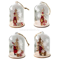 Подвеска "Дед Мороз в колбе" 11см светящаяся, стекло/дерево WTH-102A от магазина "Карандаш"