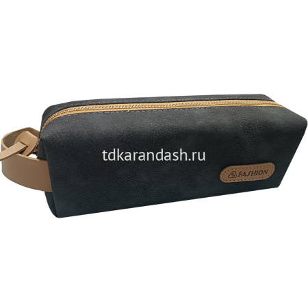 Пенал "Fashion" 21х7х6см, квадратный, 1 отделение, замша, с ручкой, серый BD5467 от магазина "Карандаш"
