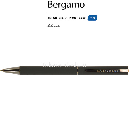 Ручка шариковая "Bergamo" 0,7мм синяя, автомат, черный металлический корпус 20-0244 от магазина "Карандаш"