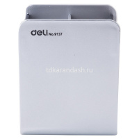 Подставка д/канц.принадлежностей 9х8х11см 4 отделения, пластик, черно-серая E9137 от магазина "Карандаш"