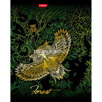 Тетрадь А5 48л клетка "Золотые совушки" на скобе 3D фольга матовая ламинация 5 дизайнов 047156 от магазина "Карандаш"