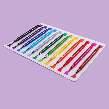 Фломастеры 12 цветов "FunColor Jumbo" двусторонние (кисть, пулевидный), в пластиковом пенале, 2 вида от магазина "Карандаш"