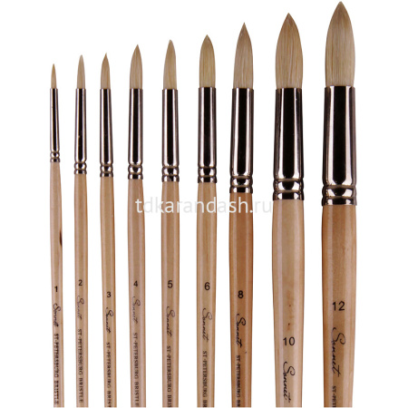 Кисть щетина круглая № 4 (6мм) длинная ручка DK10019/04 от магазина "Карандаш"