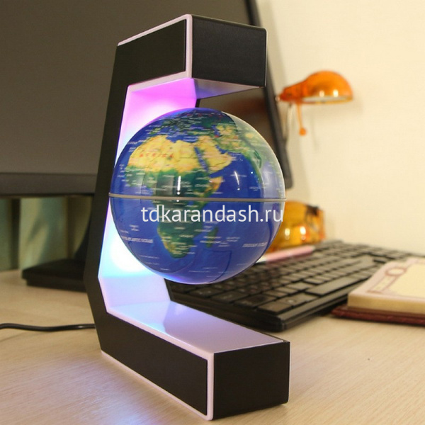 Глобус парящий 17,5х17,5см серебристый, на подставке, подсветка, пластик EV-EK-3-BLU от магазина "Карандаш"