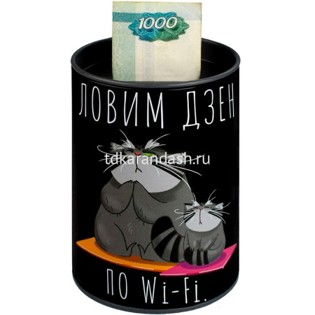 Копилка-подставка д/канц.принадлежностей "Серый кот" 10,5х7,5см, металл, черная 69373 от магазина "Карандаш"