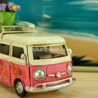 Декоративное изделие "Фольксваген Транспортер Flower Power" 17х7х11см розовый, металл RD-2404-S-2360 от магазина "Карандаш"