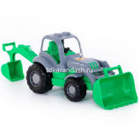 Трактор - экскаватор "Крепыш" в сетке, пластик 28х13х16,5см 44785 от магазина "Карандаш"