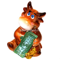 Статуэтка Бык с деньгами 3,5х3,5х5см 4 вида BY848 от магазина "Карандаш"