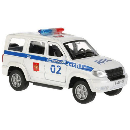 Машина "UAZ Patriot. Полиция" белая, инерционная, металл 12см (открывающиеся двери) от магазина "Карандаш"