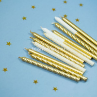 Свечи д/торта 12шт. 12см с подсвечниками Gold&White 6077716 от магазина "Карандаш"