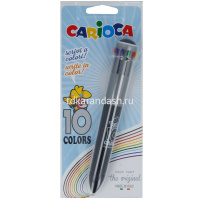 Ручка шариковая 10-ти цветная 1мм, автомат, цвет корпуса ассорти 41500 от магазина "Карандаш"