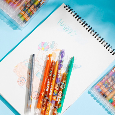 Мелки восковые 24 цвета "Color kids" 10ммх165мм круглые, поворотный механизм EC223-24 от магазина "Карандаш"