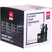 Набор настольный 15,3х15,3х14,5см 16 предметов, вращающийся, пластик, черный E38251A от магазина "Карандаш"