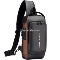 Сумка через плечо 31х16х9см 1 отделение, 3 кармана, кодовый замок, USB разъем, черная SD342 от магазина "Карандаш"