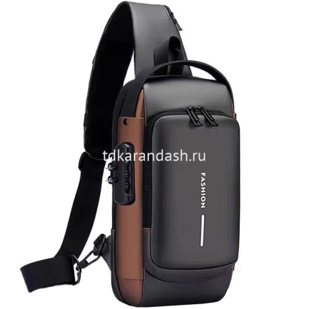 Сумка через плечо 31х16х9см 1 отделение, 3 кармана, кодовый замок, USB разъем, черная SD342 от магазина "Карандаш"