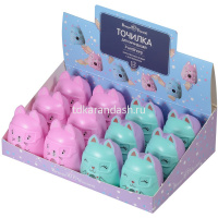 Точилка 1 отв. "FunSharp. Розовый котик" с контейнером, пластик, 2 цвета 35-0034 от магазина "Карандаш"