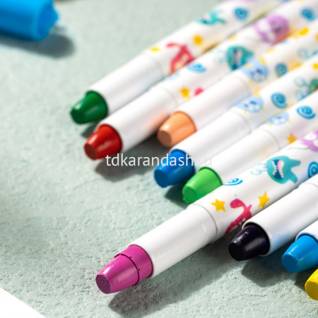 Мелки гелевые 12 цветов "Монстрики" круглые, картон EC211-12 от магазина "Карандаш"