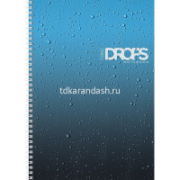 Тетрадь А4 80л клетка "Drops" на гребне, перфорация на отрыв, глянцевая ламинация, 2 дизайна от магазина "Карандаш"