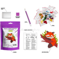 Алмазная мозаика 11х9,5см "Красная панда" на магните полная выкладка ALVM-107 от магазина "Карандаш"