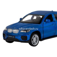 Машина "BMW X6" синяя, инерционная, металл 17,5см (свет, звук, откр.двери) JB1251253 от магазина "Карандаш"