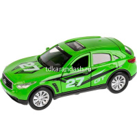 Машина "Infiniti QX70. Спорт" зеленая, инерционная, металл 12см (свет, звук, открывающиеся двери) от магазина "Карандаш"