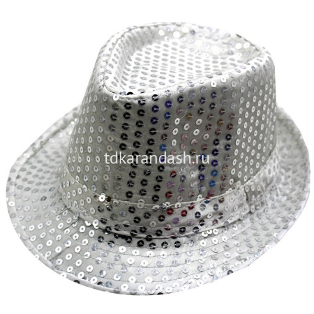 Шляпа блестящая с пайетками, мигающая, сереберо Y1813-14