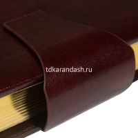 Ежедневник полудатированный А5+ "Windsor" 416стр., коричневый, золотой срез, натурал.кожа, на кнопке от магазина "Карандаш"