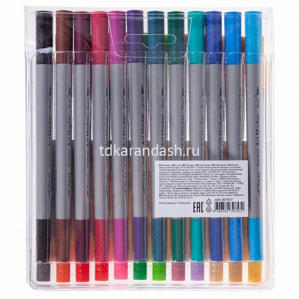 Набор маркеров двусторонних "Terra Colora" 24 цв, на водной основе (линер+кисть) 067977 от магазина "Карандаш"
