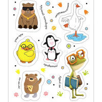 Наклейки "Забавные животные" А6 11,5х15см 4 листа в пакете с европодвесом 4Р6н/085030 от магазина "Карандаш"
