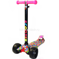 Самокат 3-х колёсный L=60см ассорти, пластик/металл, колесо PU d=11см/7см светится 1121-47 от магазина "Карандаш"